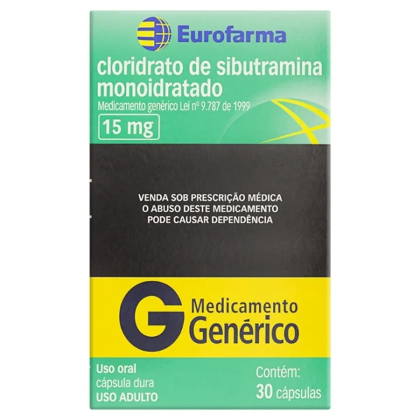 Cloridrato de Sibutramina 15 mg Eurofarma 30 comprimidos